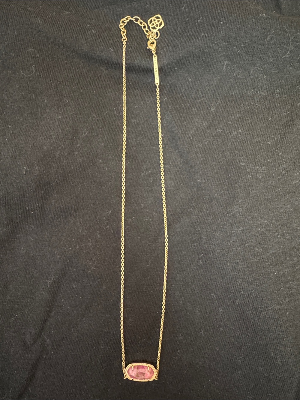 Kendra Scott Elisa Gold Tone Pink Stone Pendant Necklace